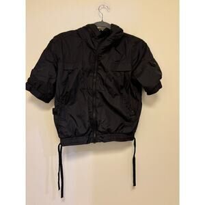 Witchery Short Sleeve Zip Up Windbreaker Jacket Black